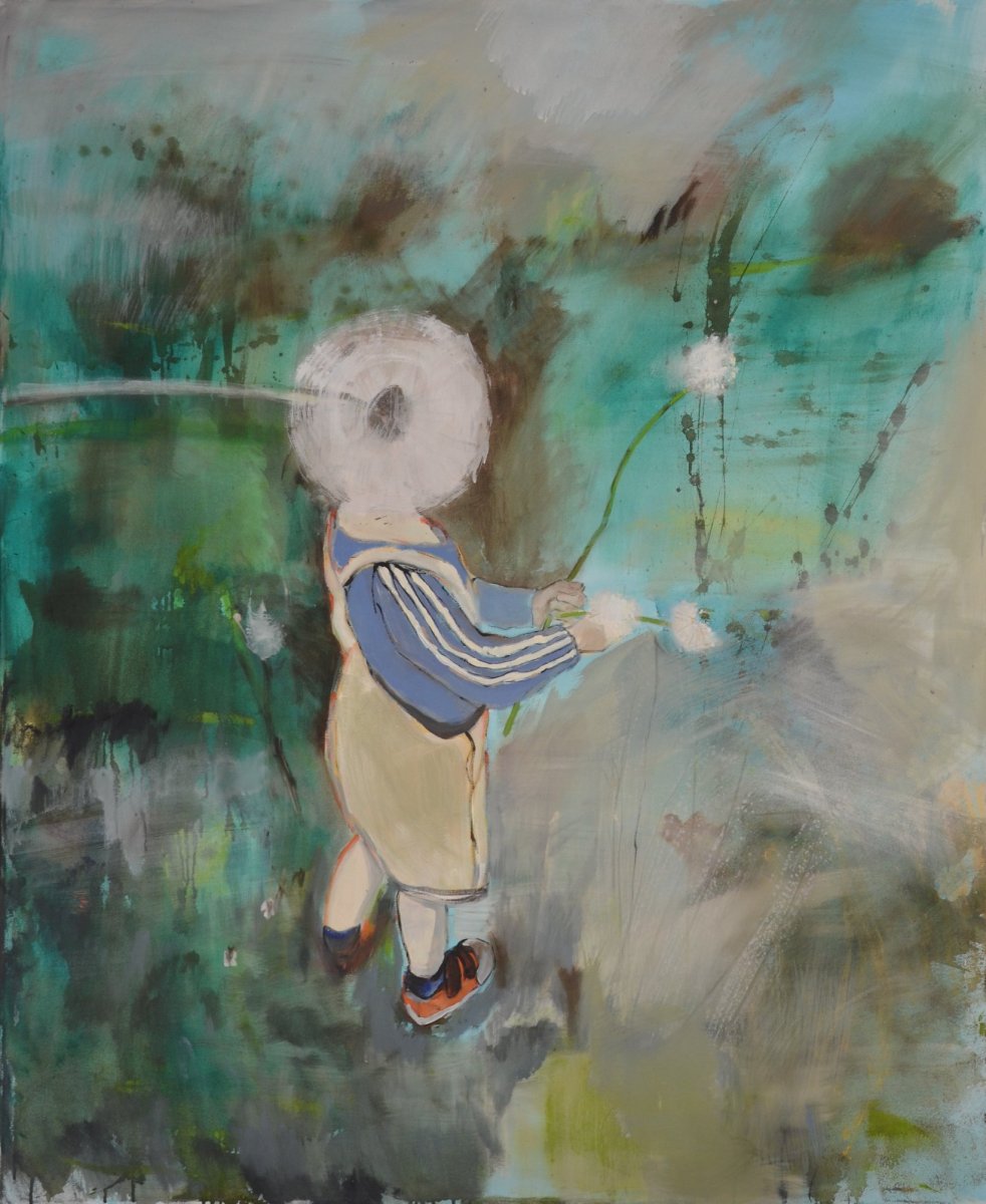 Dandelion Boy, 140 x 170 cm, acrylics, 2019 - artwork by Libuše Dlabola Pražáková