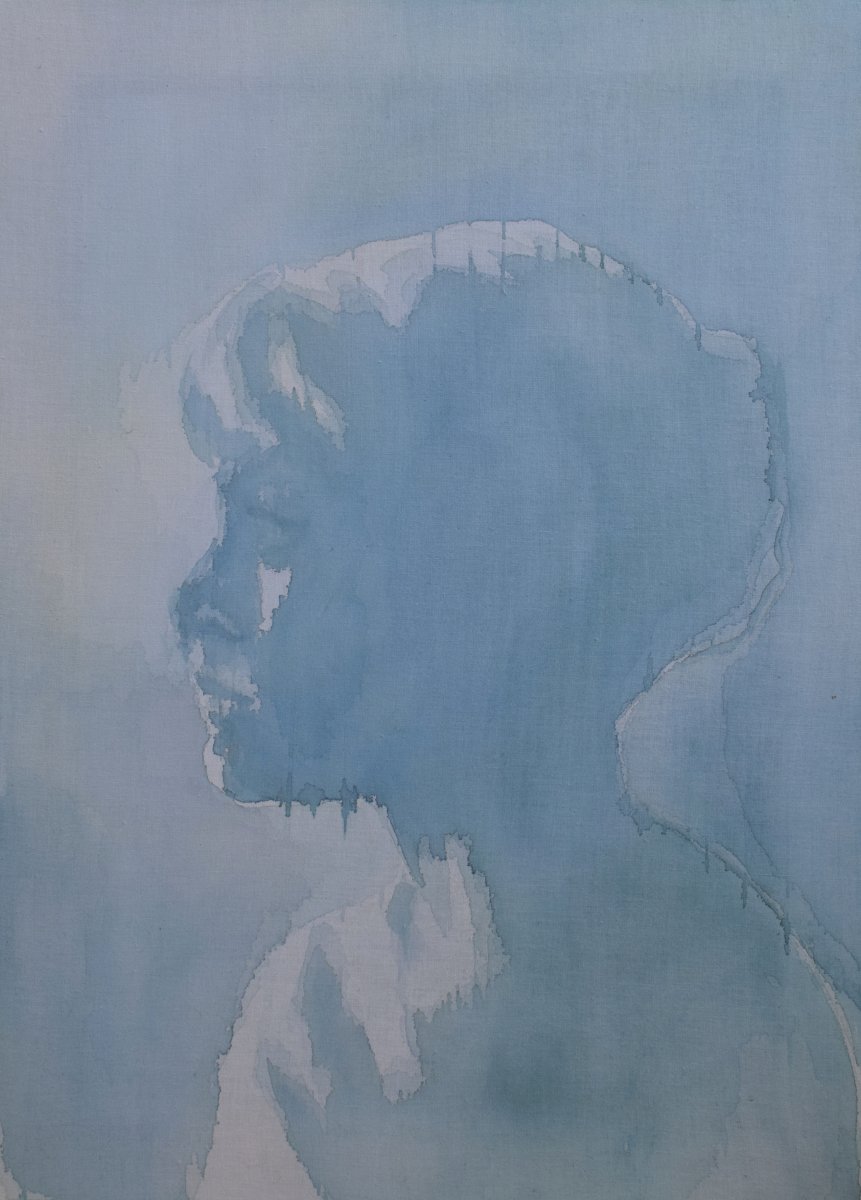 Autoportrét v modré, 2023, akvarel na plátně, 55x40 cm - dílo od Elisabeth-Marie