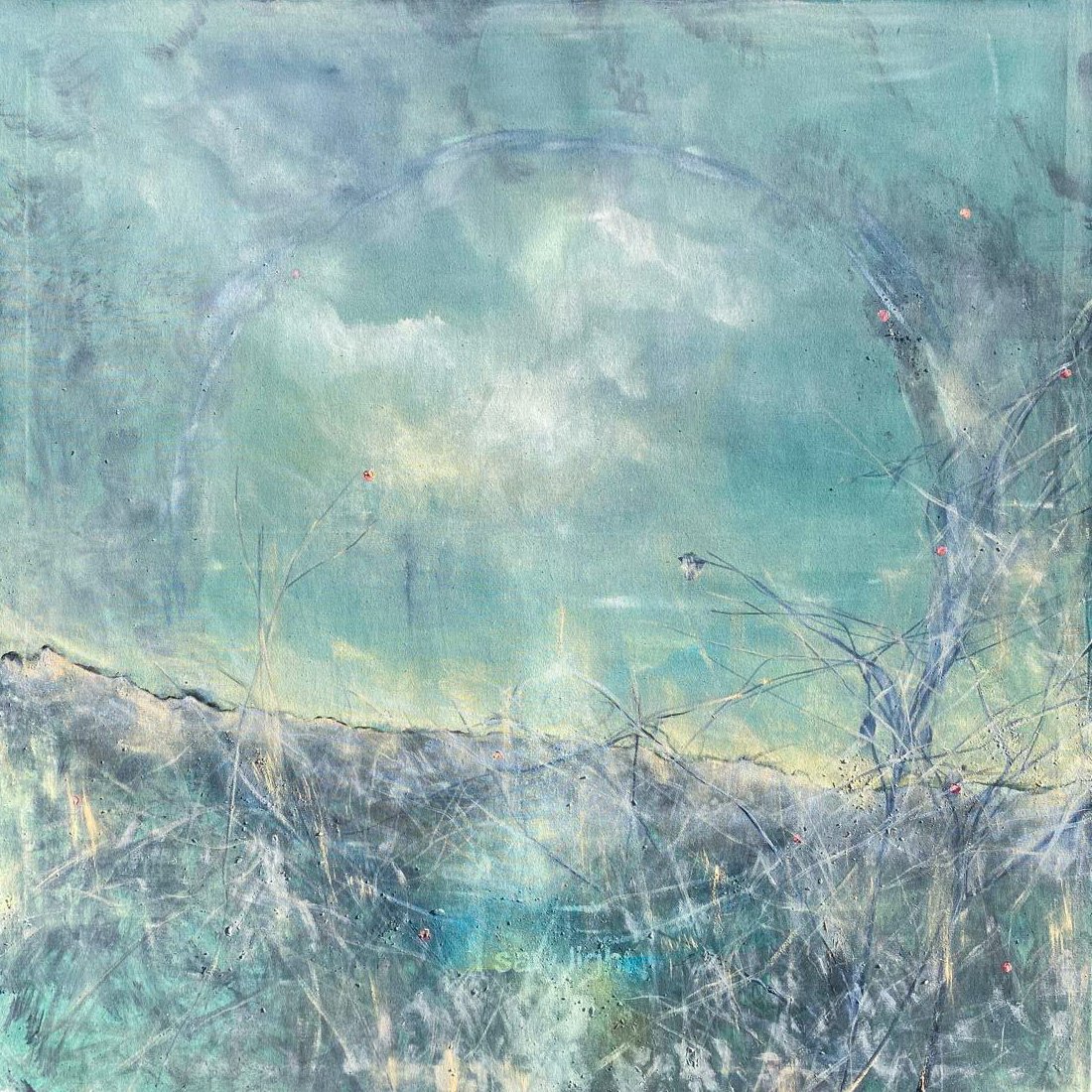 Subtitle Painting / Bažinka, 120×120 cm, oil on canvas, 2025 - artwork by Jan Pražan