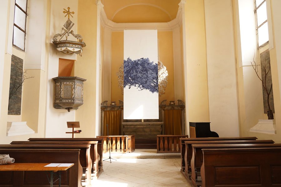 exhibition “Brother Tree”, Church of St. Nicholas and St. Anne in Telce, 2026 - artwork by Lenka Falušiová