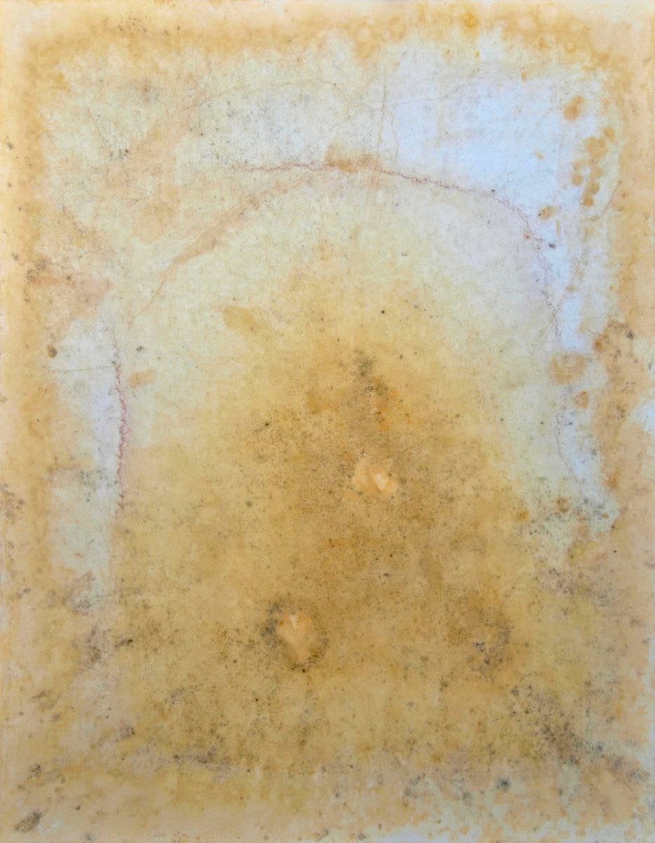 Buddha, natural pigments from Rudice on canvas (dried-up pool), 135×105 cm, 2025 - artwork by Jan Karpíšek