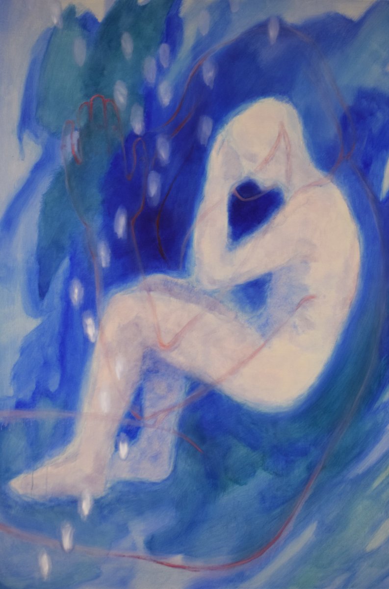 Dva, kvaš a olej na plátně, 150 x 100 cm, 2026 - робота Elisabeth-Marie