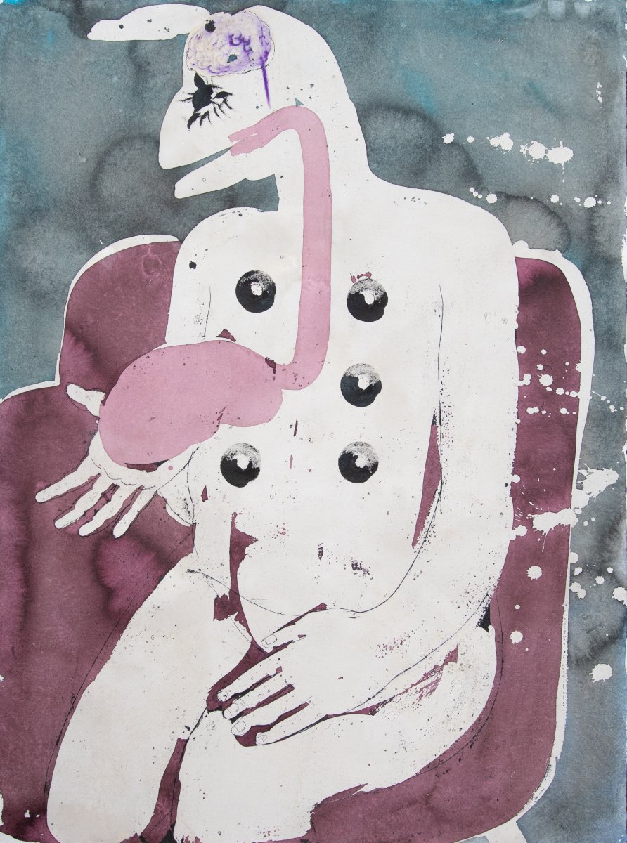 Společný jmenovatel, kombinovaná technika na papíru, 2025 - dílo od Jitka Petrášová