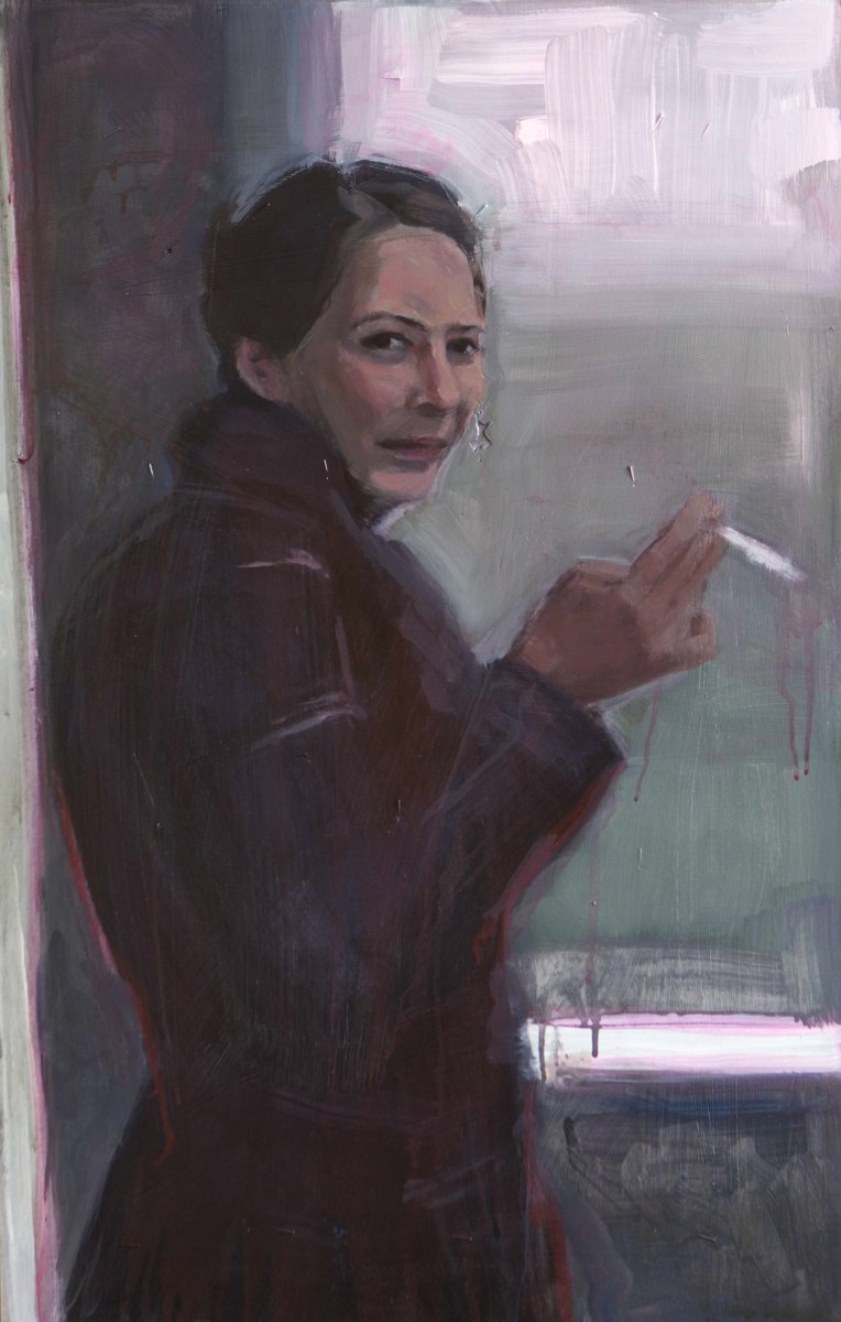 Portrait of Jana Drgová, acrylic on wood panel, 2024 - artwork by Matěj Komínek